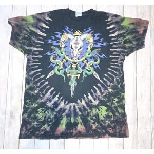 VTG Liquid Blue Ian Bohorquez Skull Snake Tie Dye Shirt XL Grateful Dead RARE